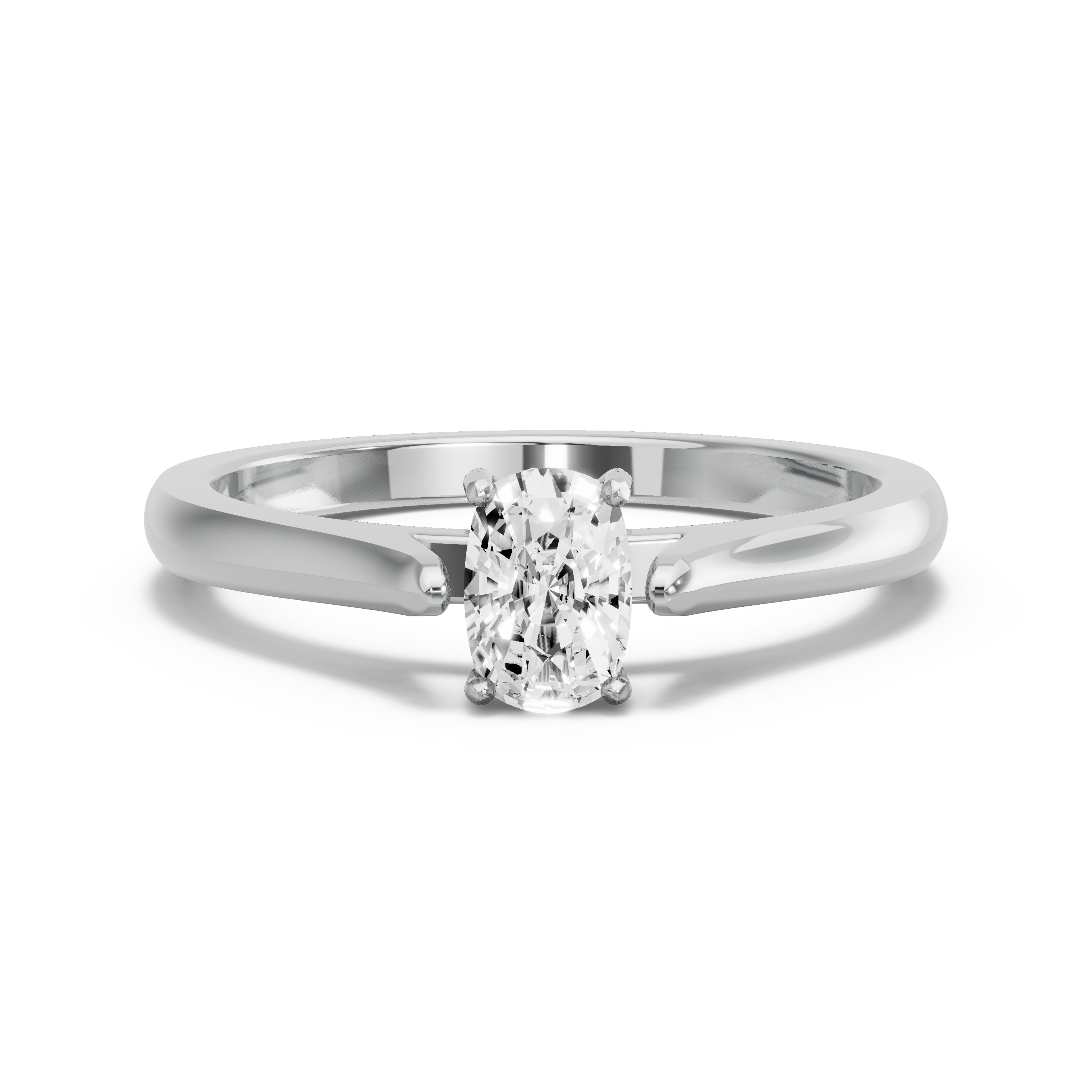 Image for Cushion Pave Basket Ring with Knife Edge Cathedral band in 18K White Gold