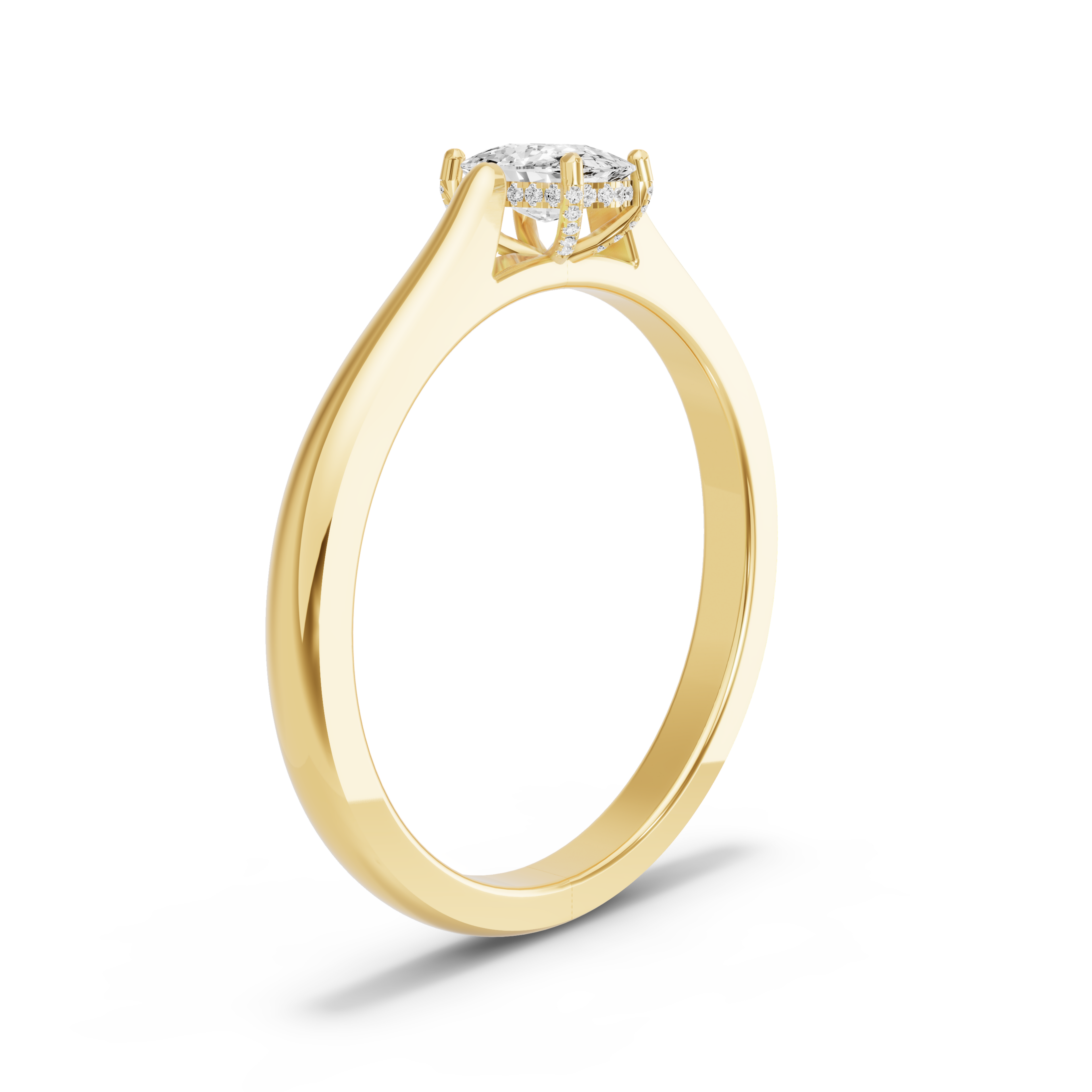 Image for Cushion Pave Basket Ring with Knife Edge Cathedral band in 18K Yellow Gold