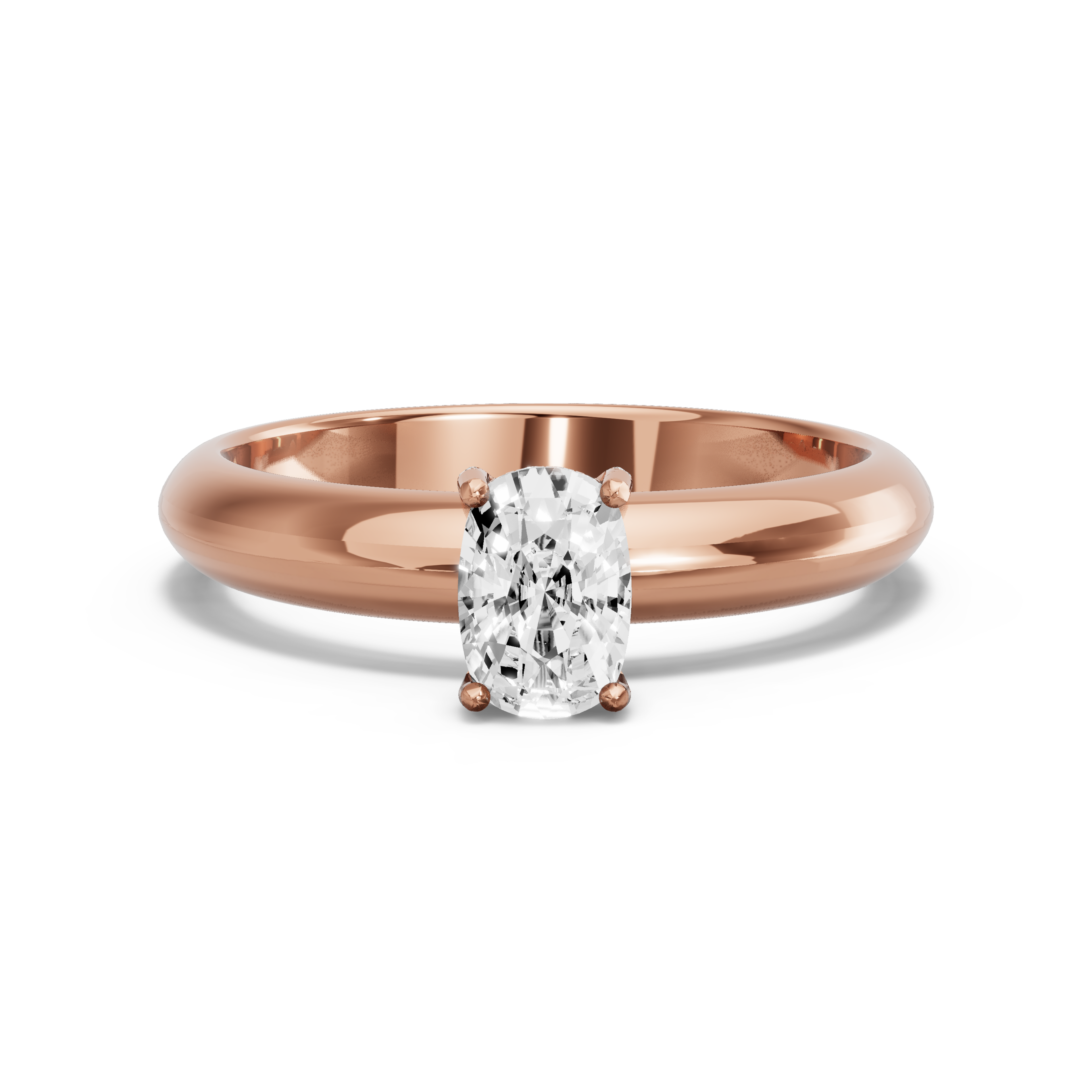 Image for Cushion Pave Basket Ring with Knife Edge Solitaire band in 18K Rose Gold