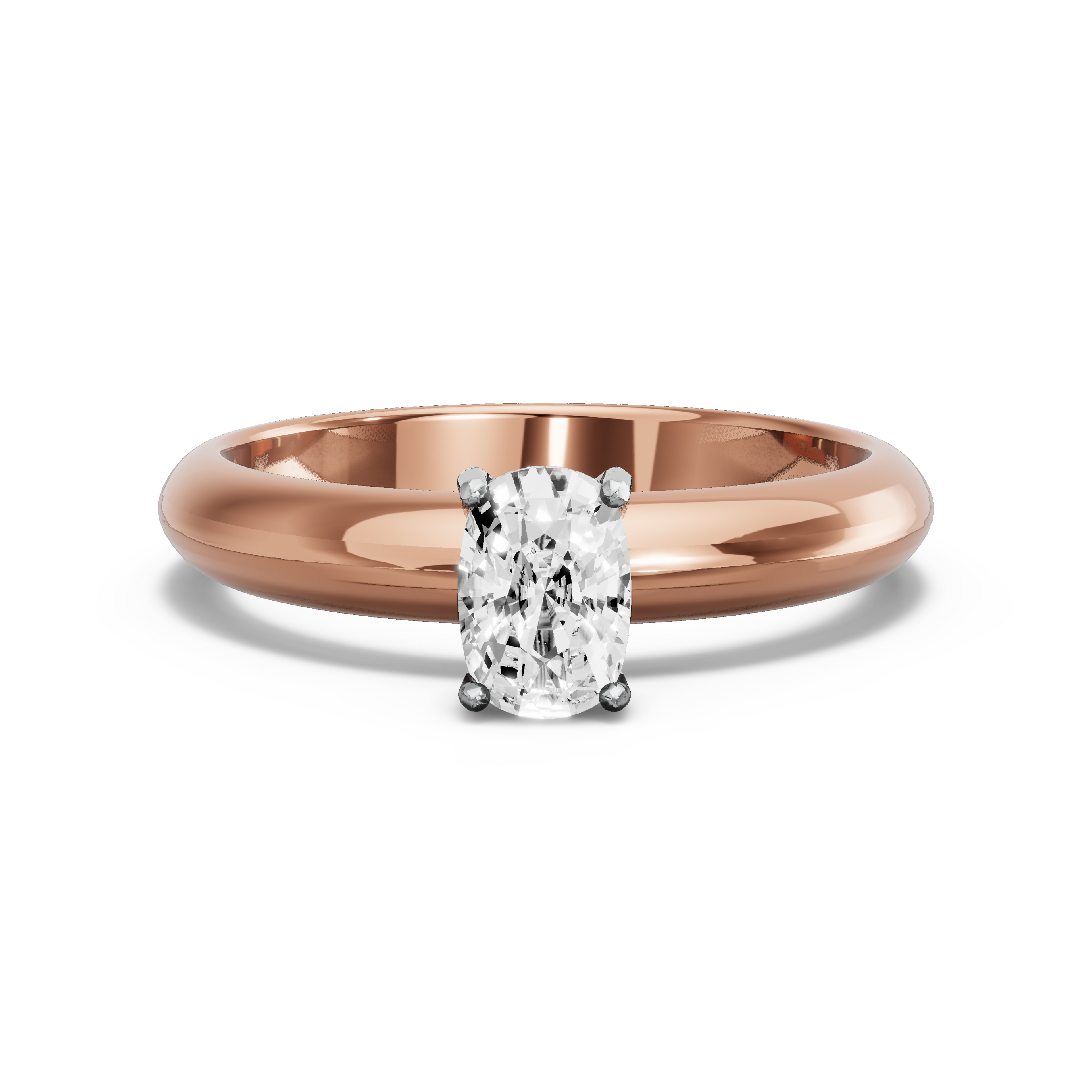 Image for Cushion Pave Basket Ring with Knife Edge Solitaire band in 18K Two Tone Rose Gold