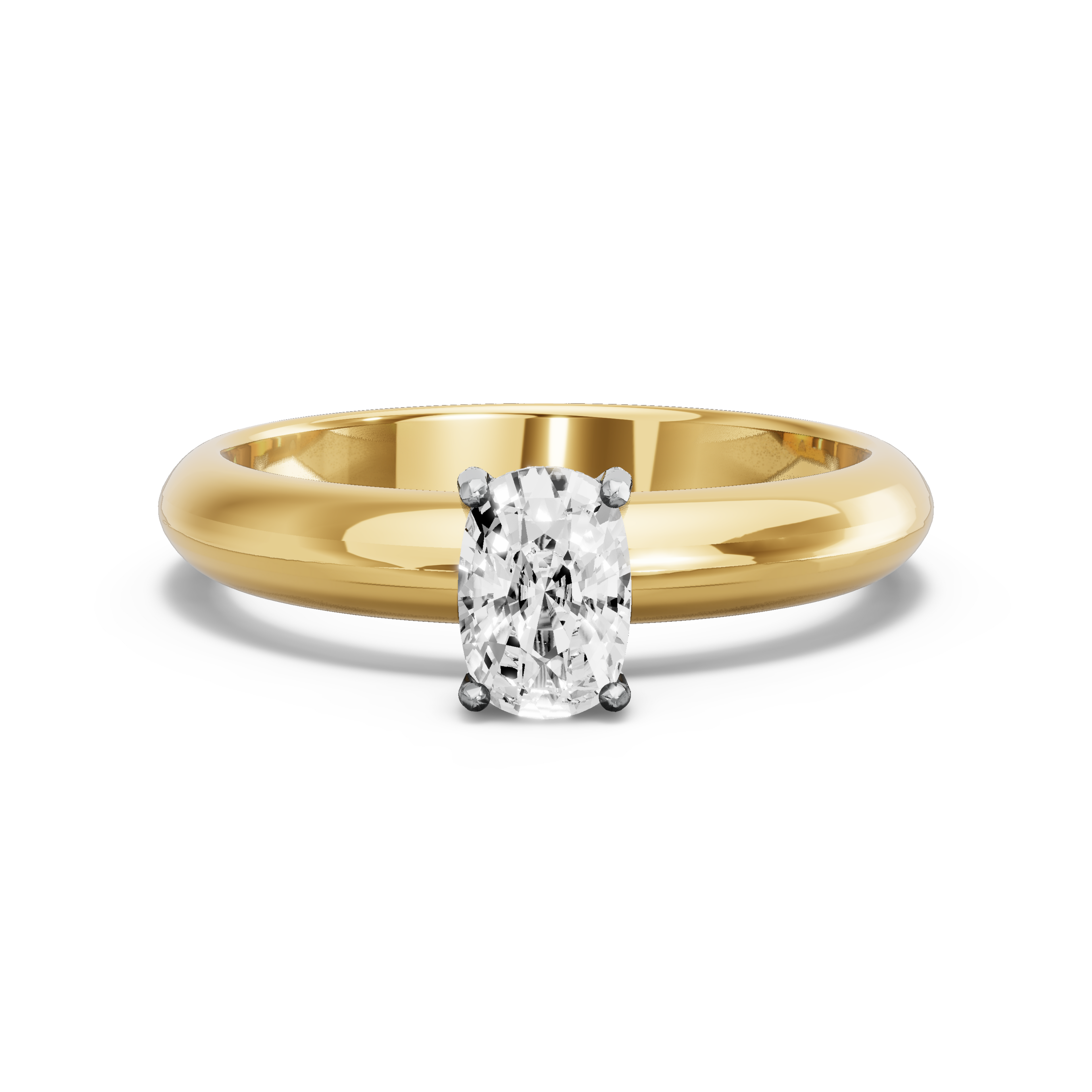 Image for Cushion Pave Basket Ring with Knife Edge Solitaire band in 10K Two Tone Yellow Gold