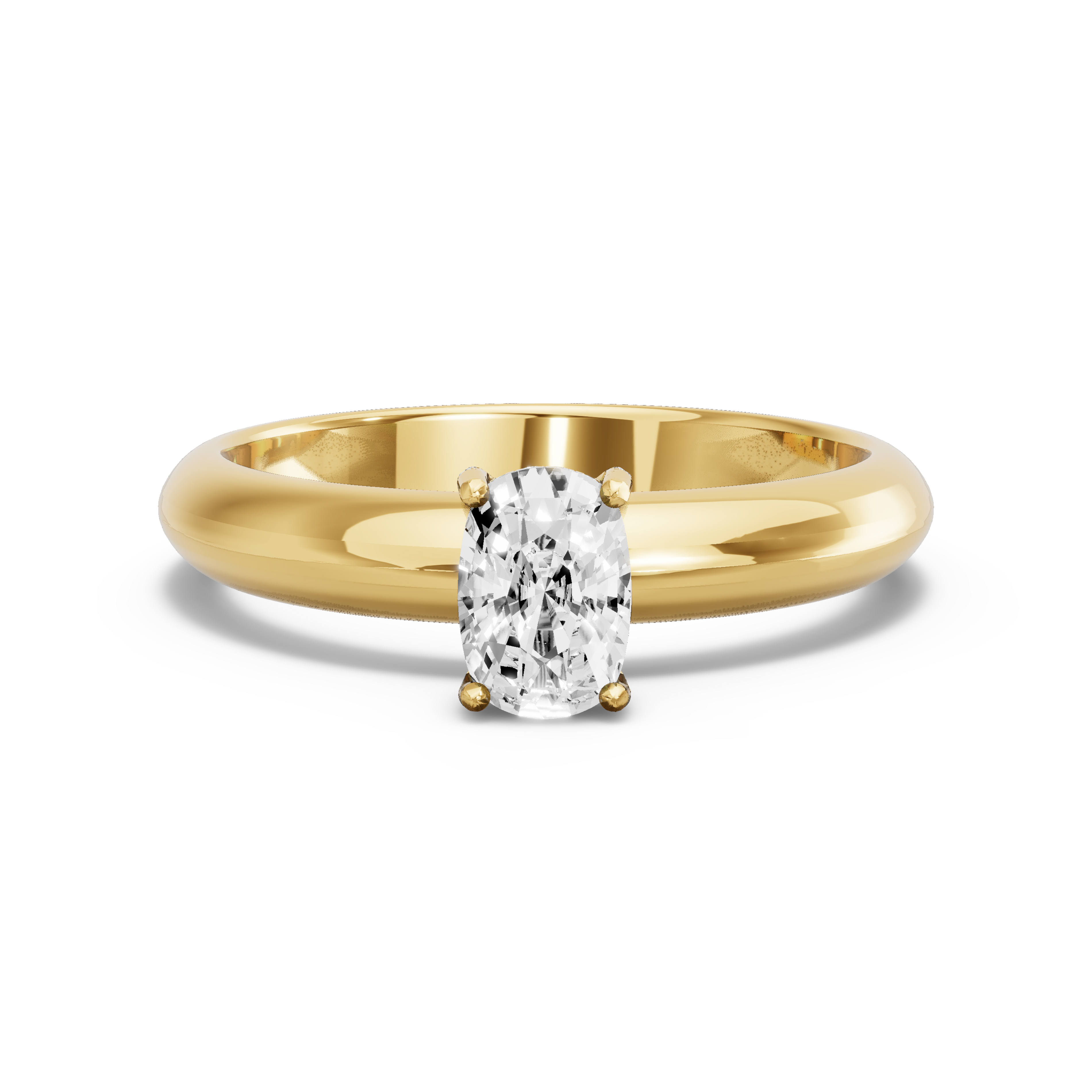 Image for Cushion Pave Basket Ring with Knife Edge Solitaire band in 14K Yellow Gold