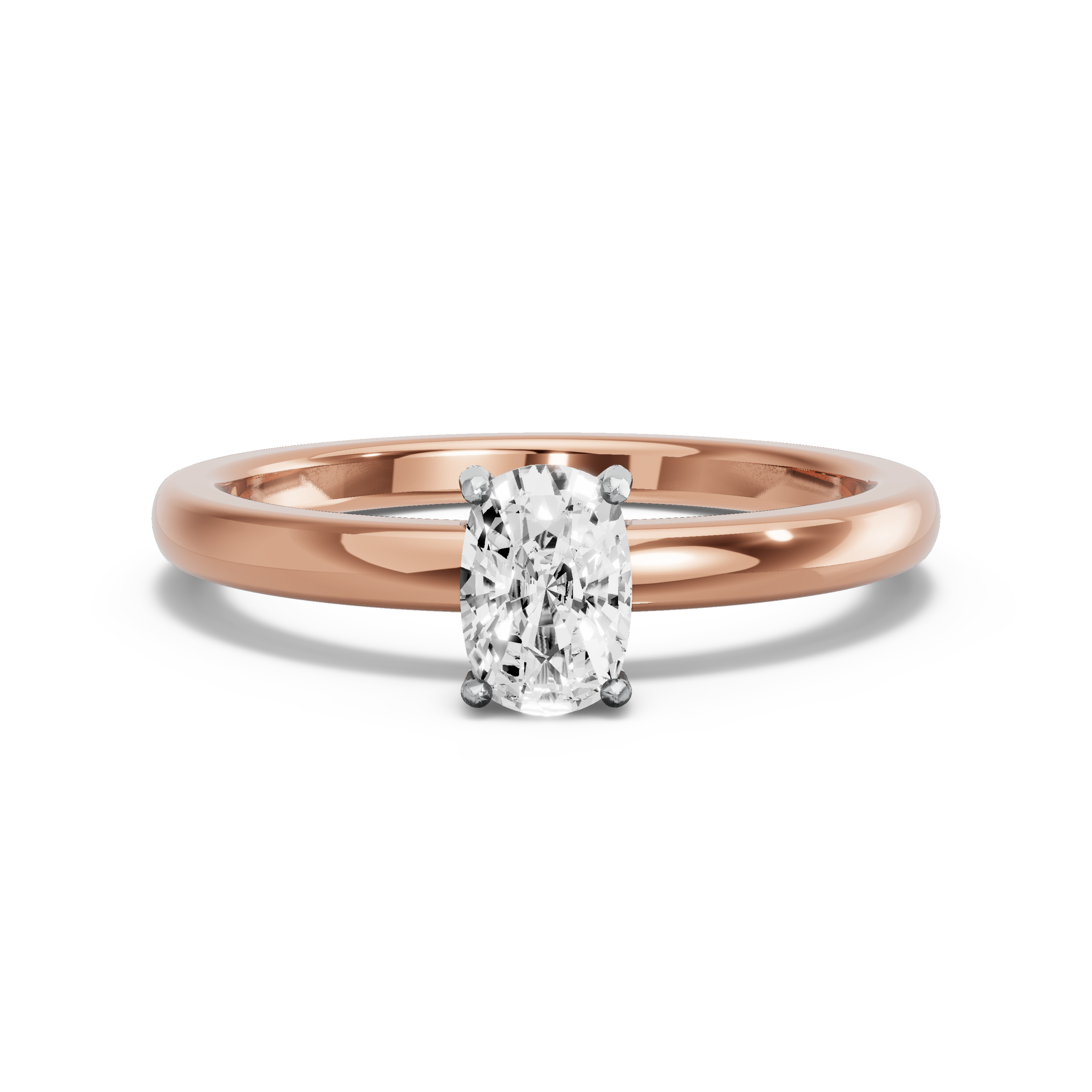 Image for Cushion Pave Basket Ring with Solitaire band in 14K Two Tone Rose Gold