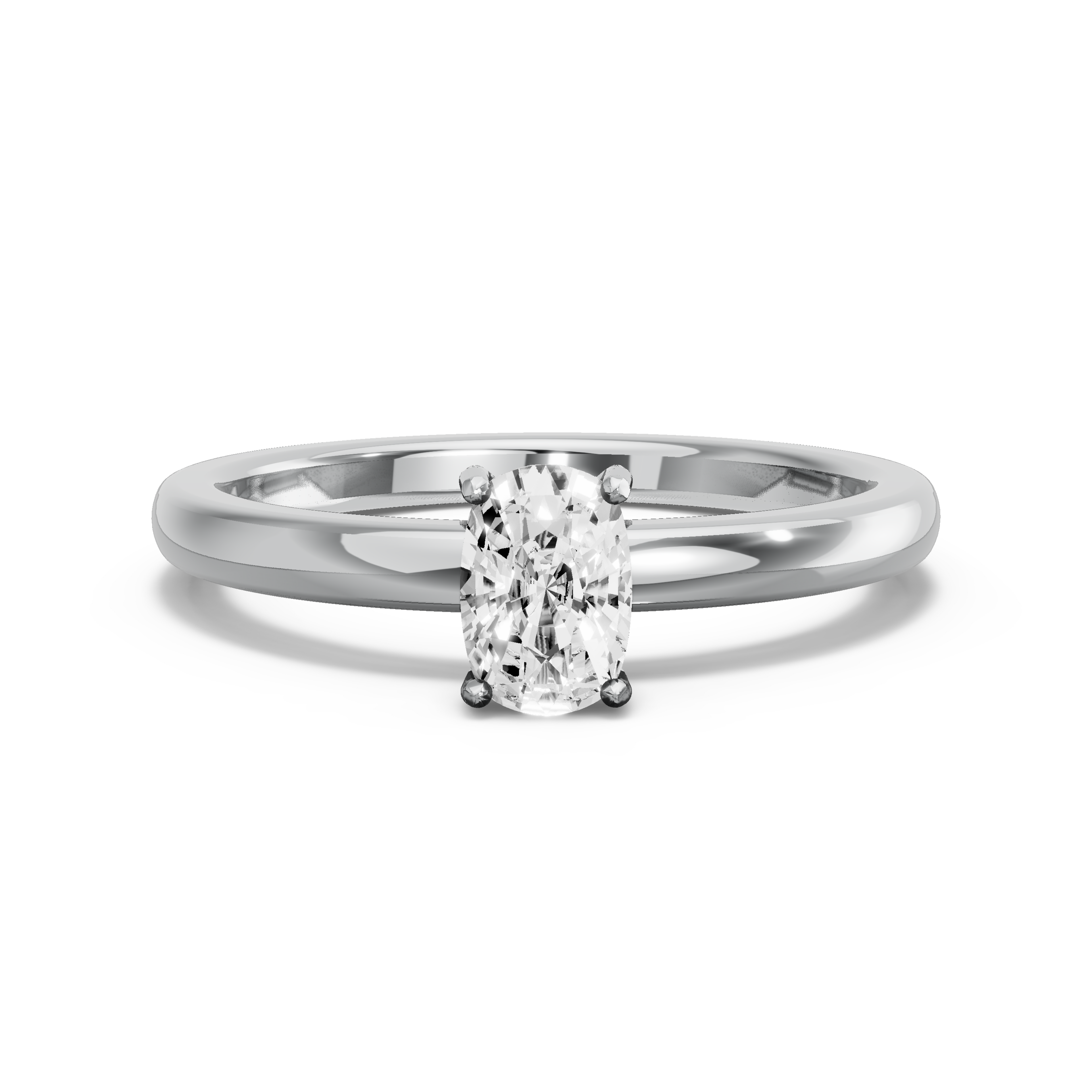Image for Cushion Pave Basket Ring with Solitaire band in 10K White Gold