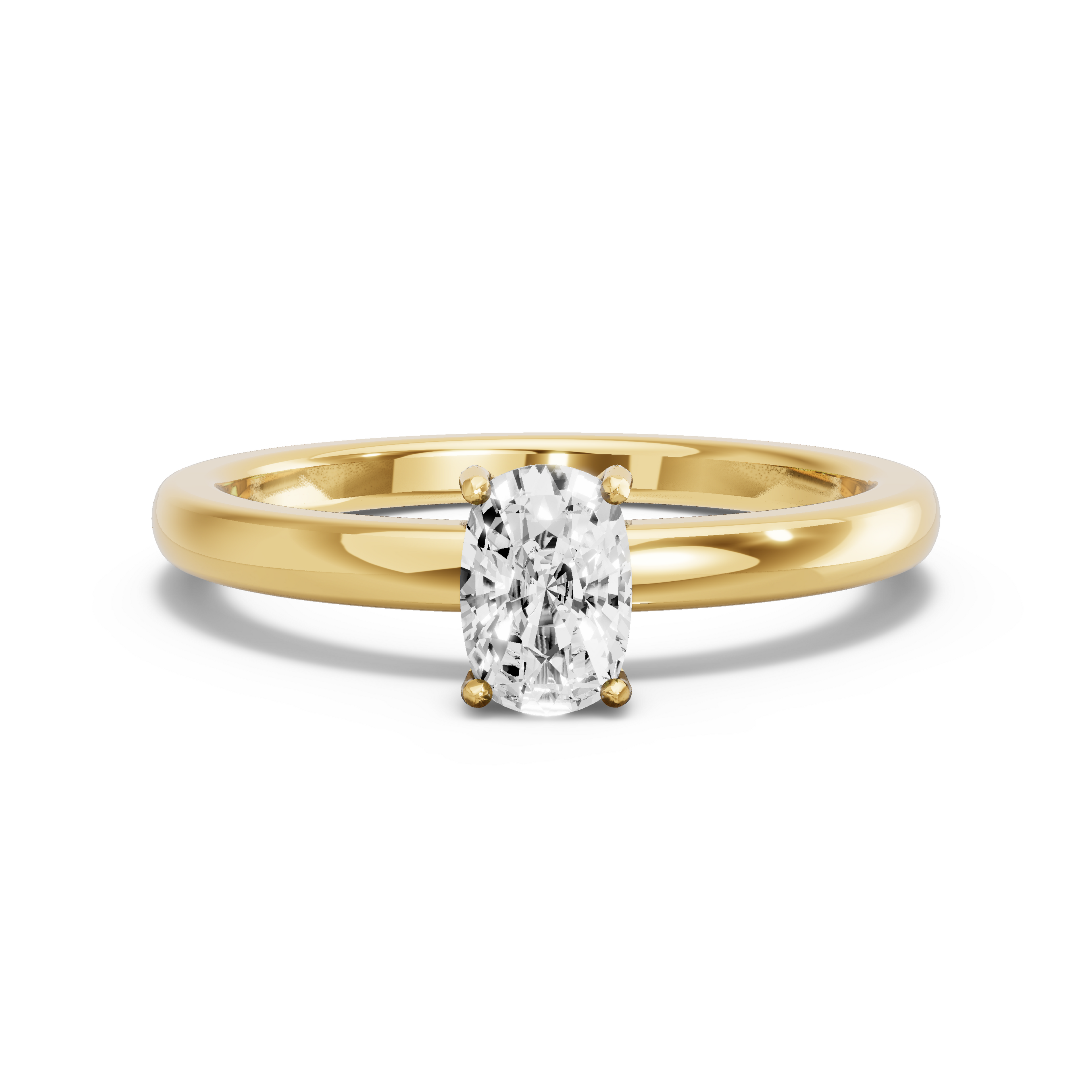 Image for Cushion Pave Basket Ring with Solitaire band in 10K Yellow Gold