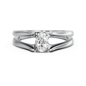 Image for Cushion Pave Basket Ring with Split Ring Solitaire band in 18K White Gold