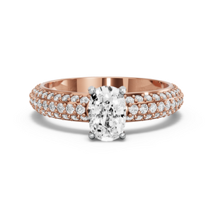 Image for Cushion Pave Basket Ring with Triple Row Pave band in 18K Two Tone Rose Gold