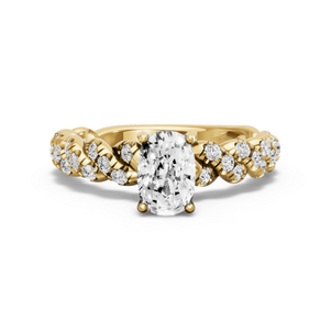 Image for Cushion Pave Basket Ring with Twist Pave band in 10K Yellow Gold