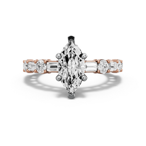 Image for Marquise Pave Basket Ring with Alternating Baguette band
