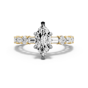 Image for Marquise Pave Basket Ring with Alternating Baguette band