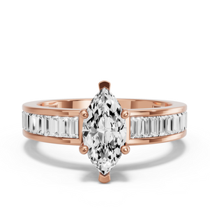 Image for Marquise Pave Basket Ring with Baguette Channel band