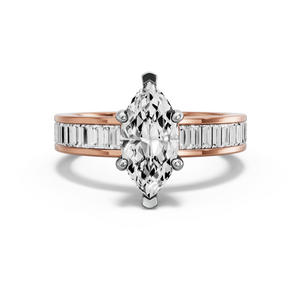 Image for Marquise Pave Basket Ring with Baguette Channel band