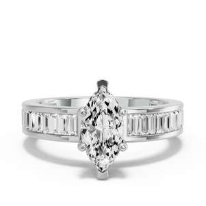 Image for Marquise Pave Basket Ring with Baguette Channel band