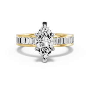 Image for Marquise Pave Basket Ring with Baguette Channel band