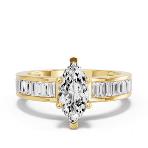 Image for Marquise Pave Basket Ring with Baguette Channel band