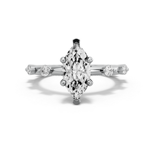 Image for Marquise Pave Basket Ring with Floating Station band in 950 Platinum