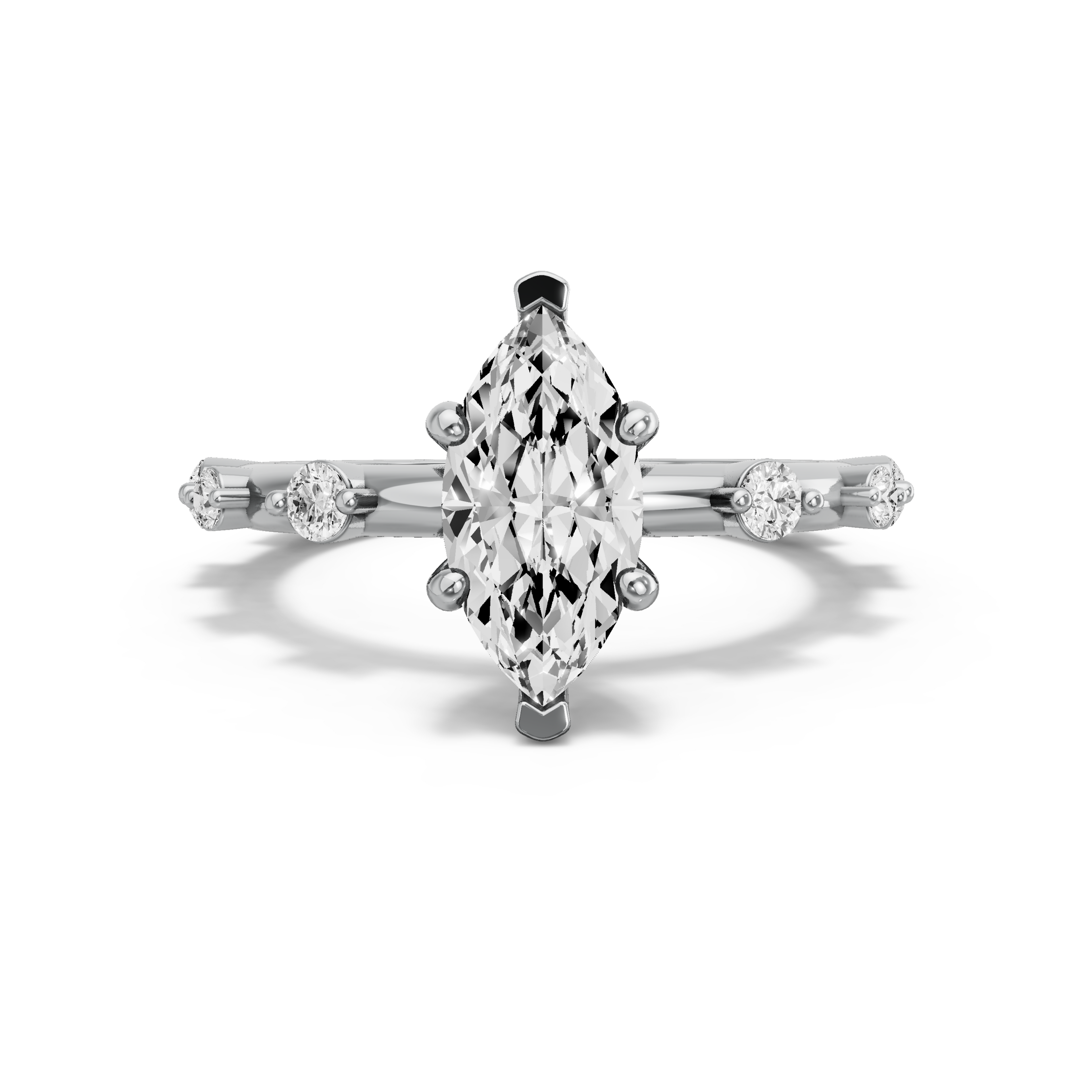 Image for Marquise Pave Basket Ring with Floating Station band in 950 Platinum