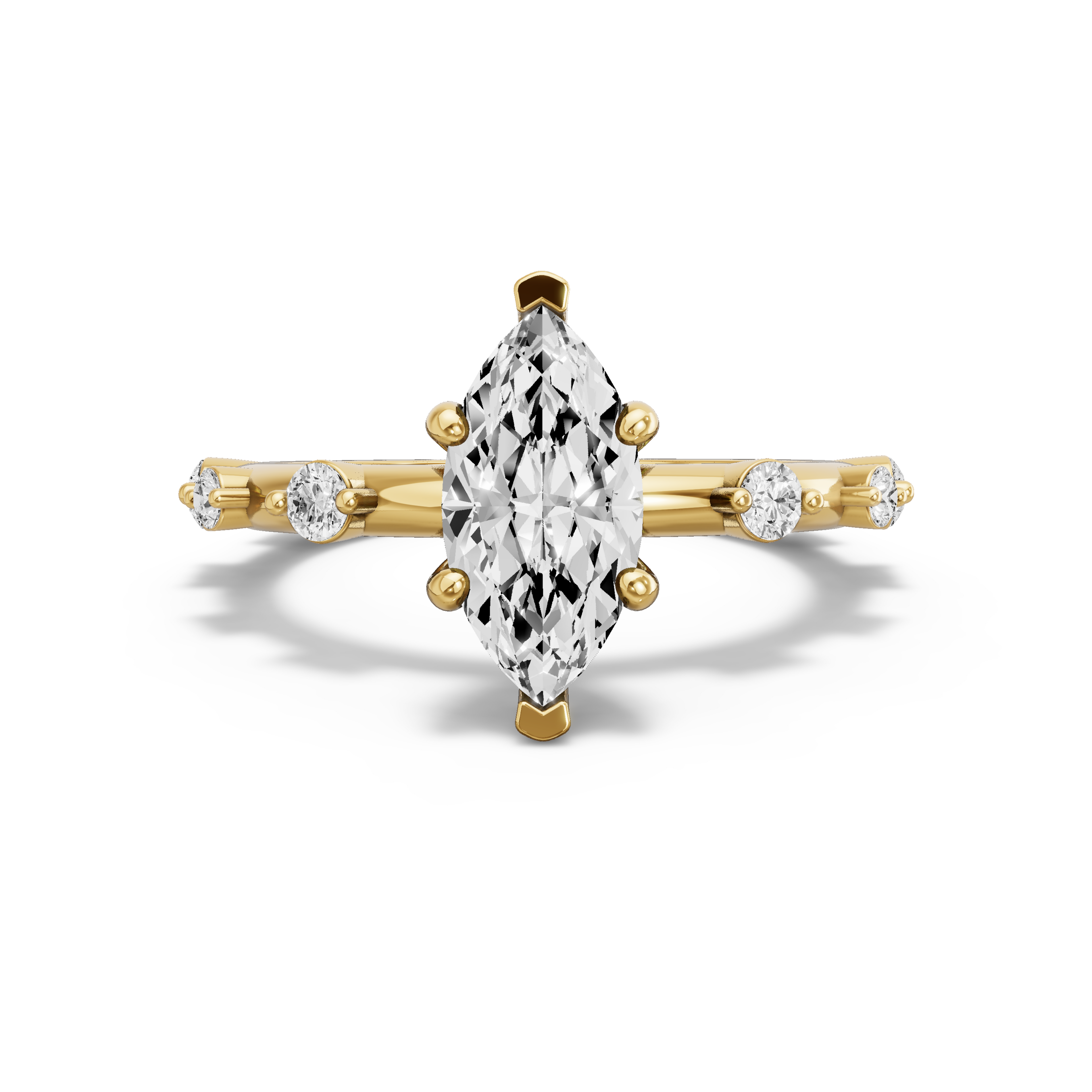 Image for Marquise Pave Basket Ring with Floating Station band in 10K Yellow Gold