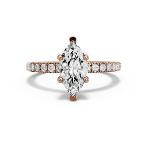 Image for Marquise Pave Basket Ring with French Pave band in 18K Rose Gold