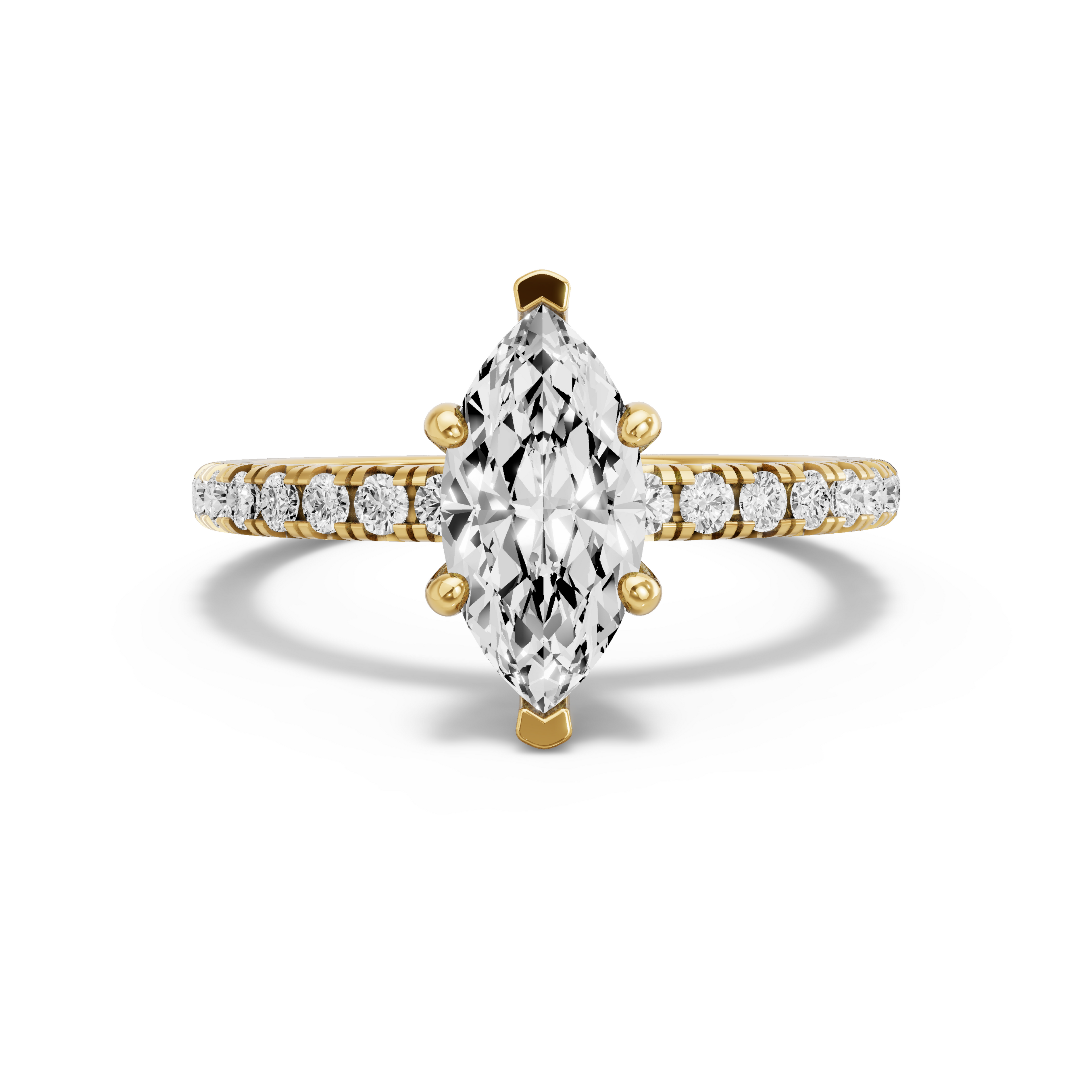 Image for Marquise Pave Basket Ring with French Pave band in 10K Yellow Gold