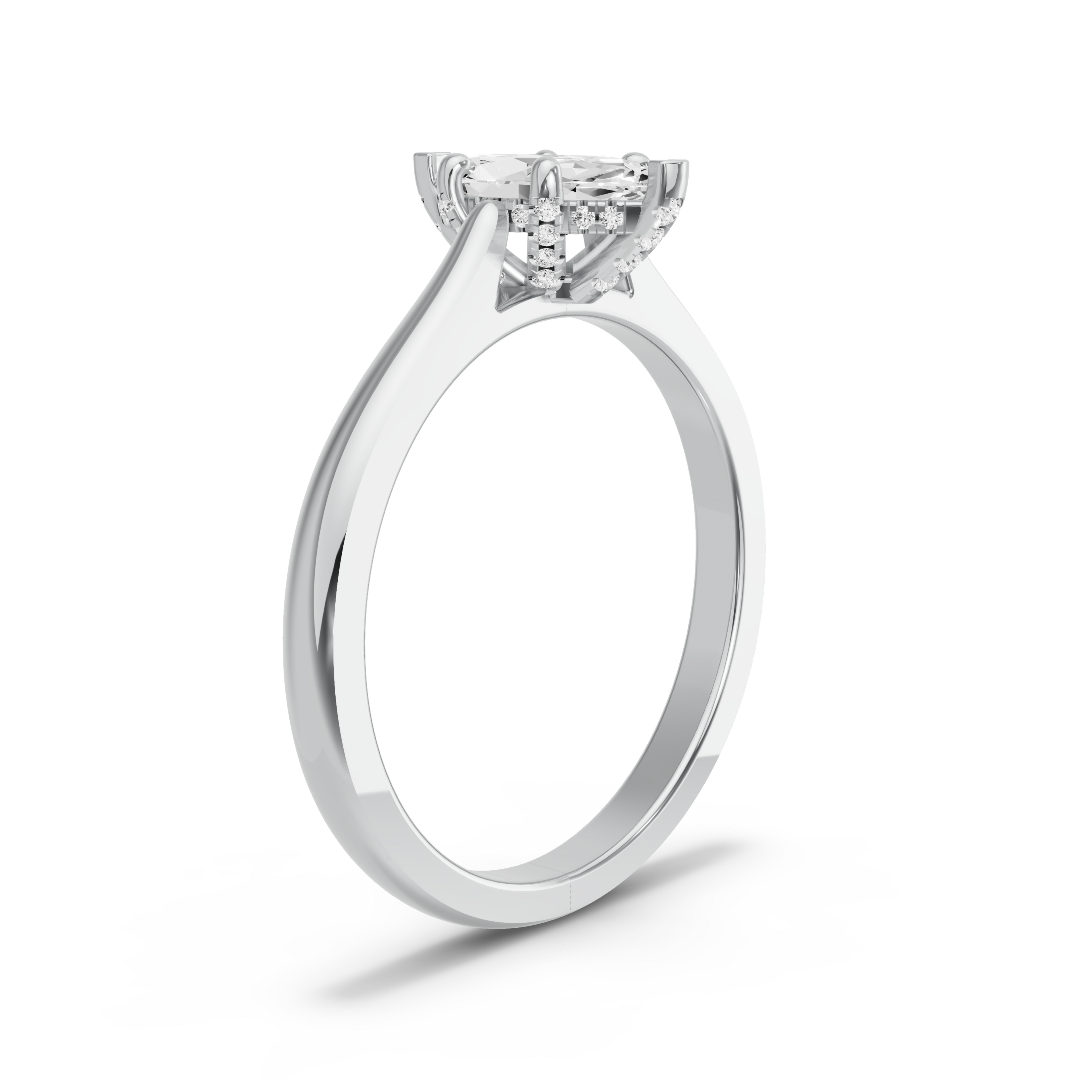 Image for Marquise Pave Basket Ring with Knife Edge Cathedral band in 950 Platinum