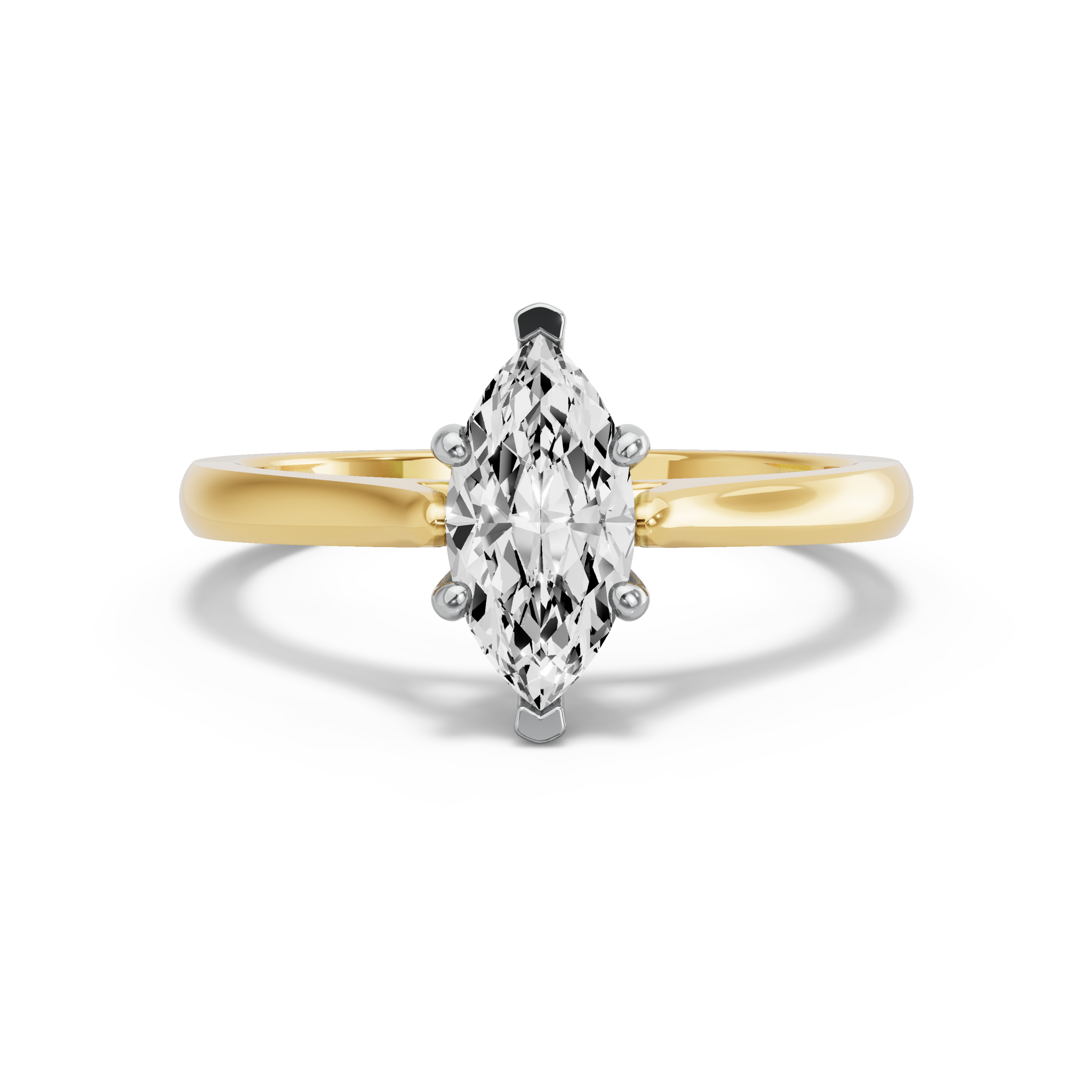 Image for Marquise Pave Basket Ring with Knife Edge Cathedral band in 18K Two Tone Yellow Gold