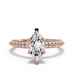 Image for Marquise Pave Basket Ring with Knife Edge Pave band