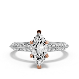Image for Marquise Pave Basket Ring with Knife Edge Pave band