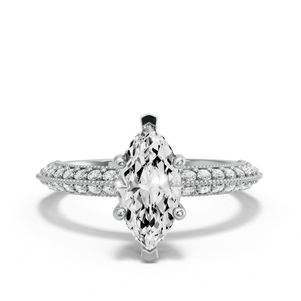 Image for Marquise Pave Basket Ring with Knife Edge Pave band