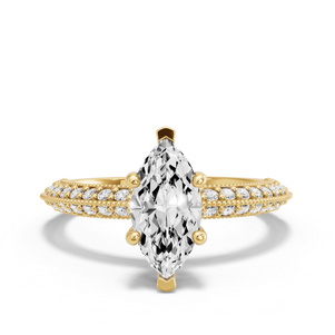 Image for Marquise Pave Basket Ring with Knife Edge Pave band