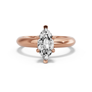 Image for Marquise Pave Basket Ring with Knife Edge Solitaire band in 18K Rose Gold
