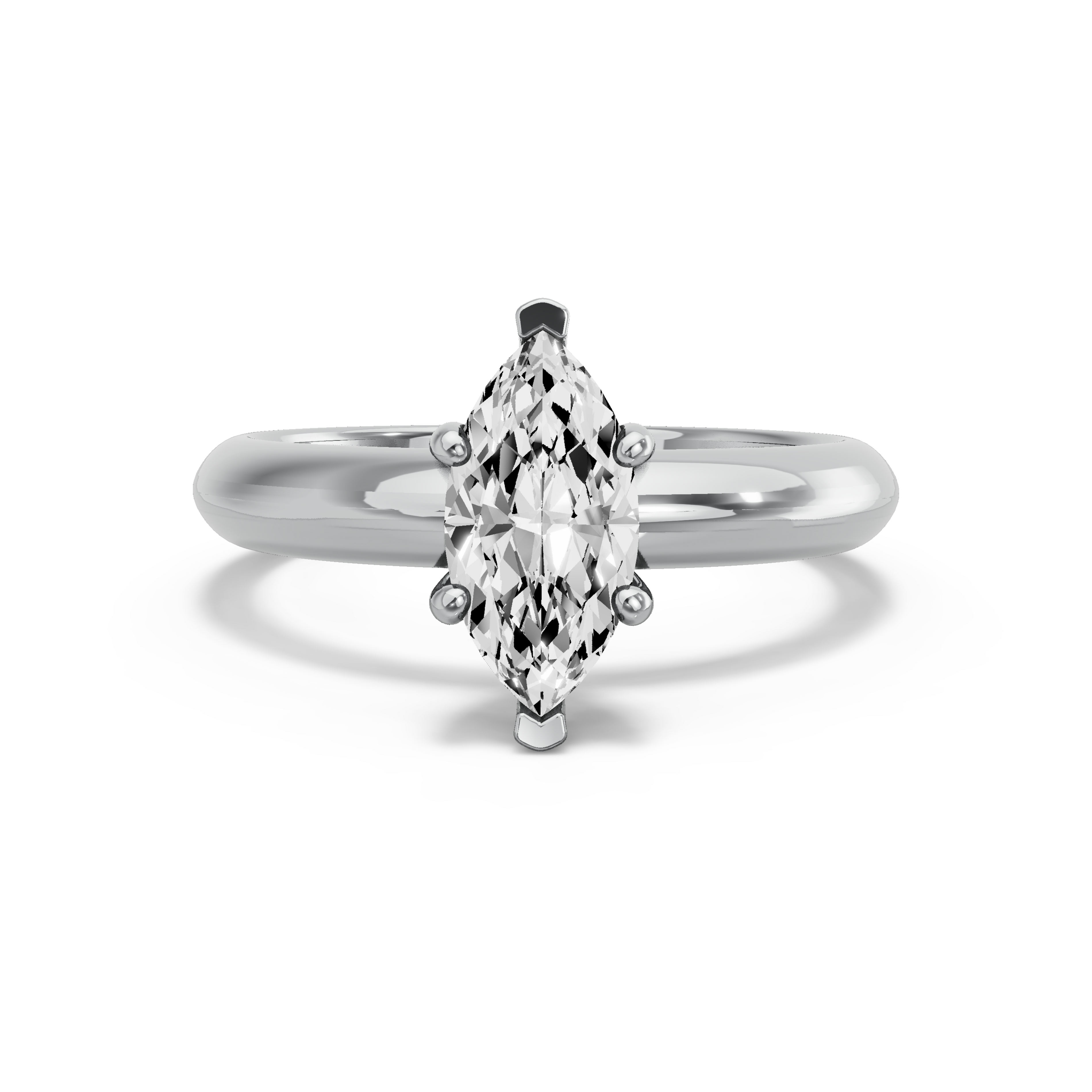 Image for Marquise Pave Basket Ring with Knife Edge Solitaire band in 14K White Gold