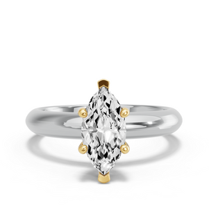 Image for Marquise Pave Basket Ring with Knife Edge Solitaire band