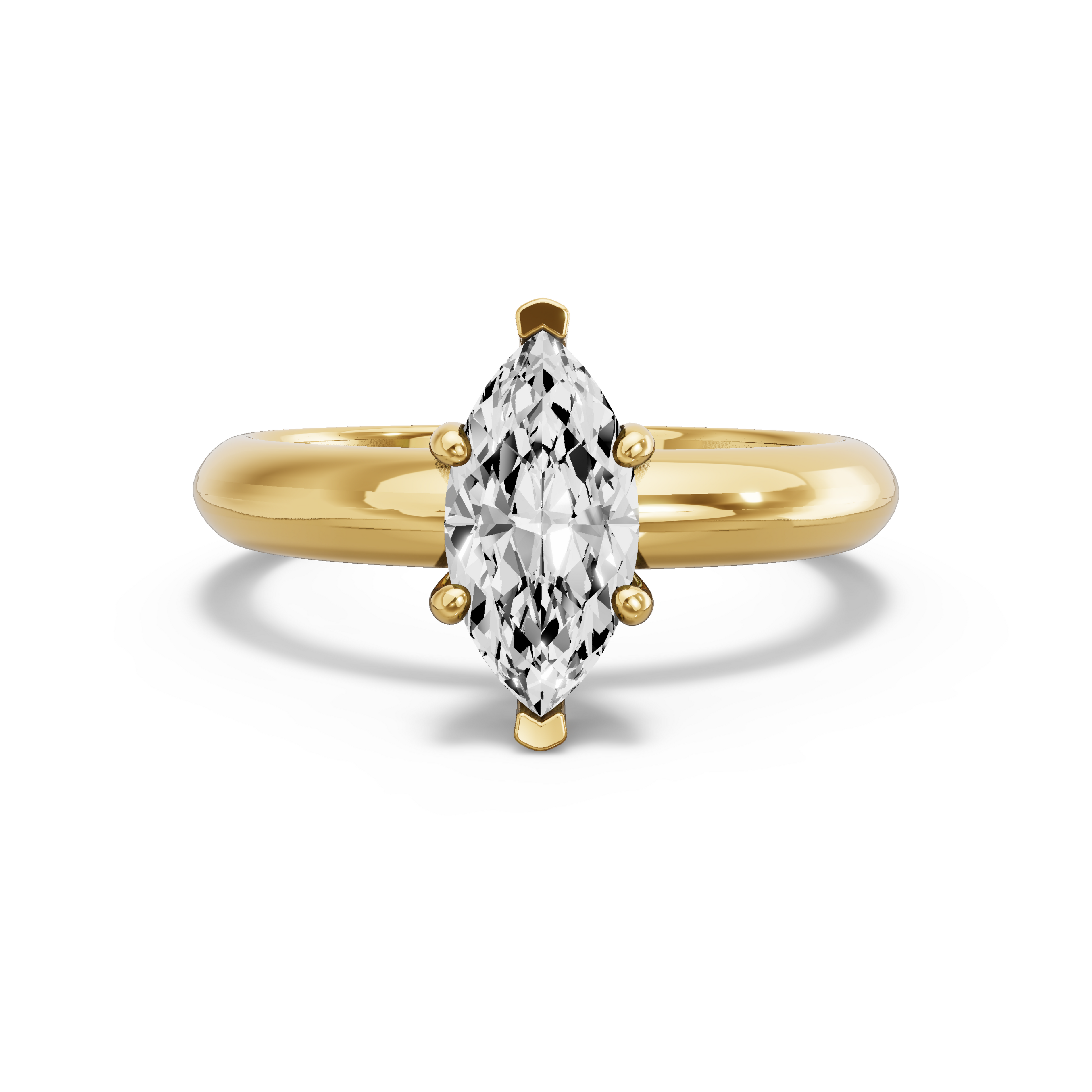 Image for Marquise Pave Basket Ring with Knife Edge Solitaire band in 18K Yellow Gold