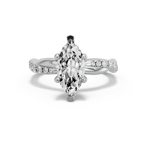 Image for Marquise Pave Basket Ring with Rope Pave band in 950 Platinum