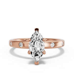 Image for Marquise Pave Basket Ring with Sleek Accent band