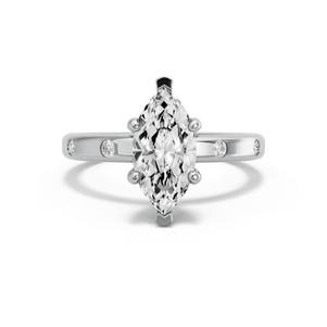 Image for Marquise Pave Basket Ring with Sleek Accent band in 950 Platinum