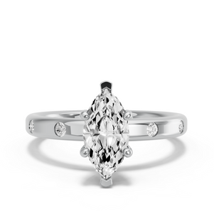 Image for Marquise Pave Basket Ring with Sleek Accent band