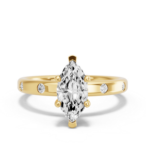 Image for Marquise Pave Basket Ring with Sleek Accent band
