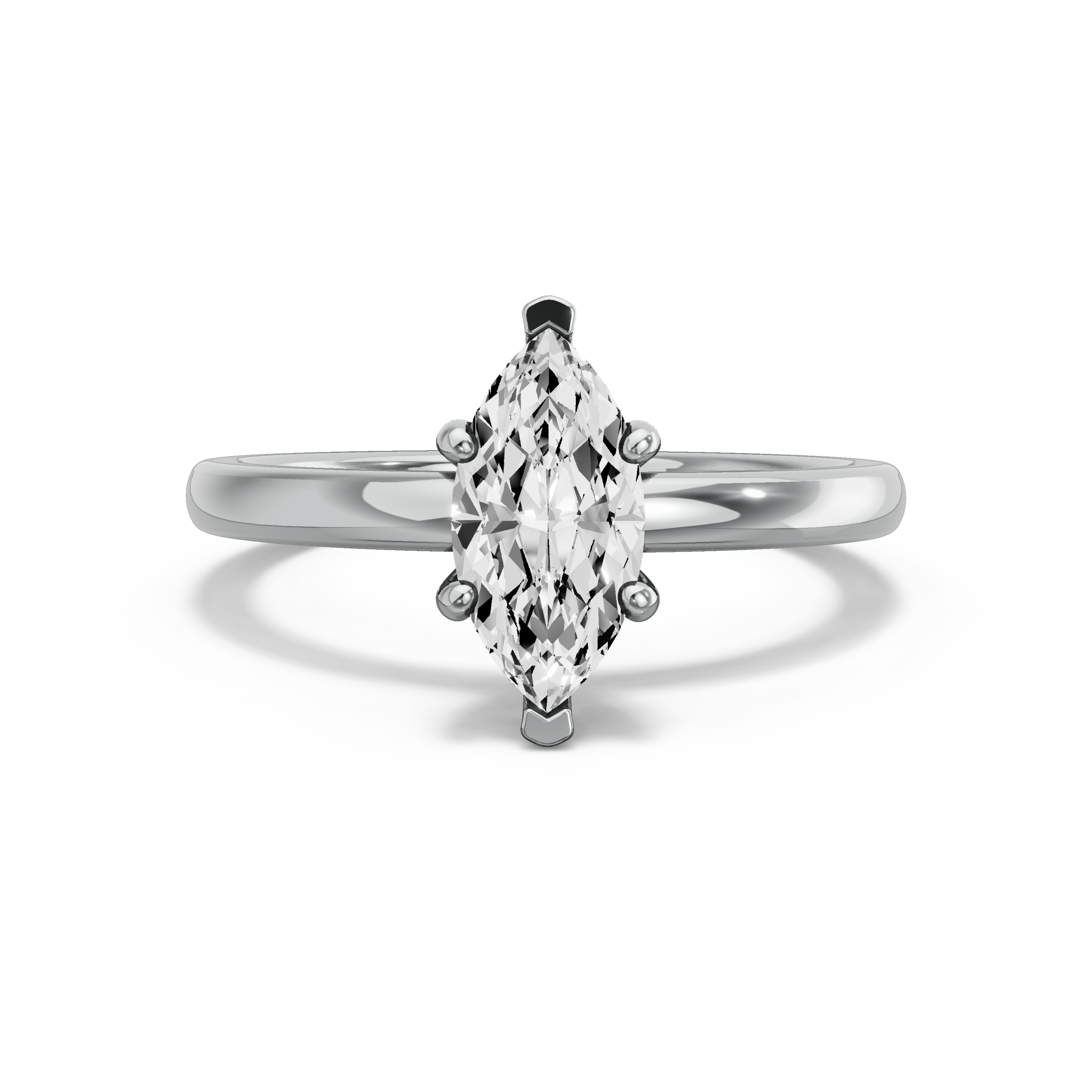 Image for Marquise Pave Basket Ring with Solitaire band in 14K White Gold