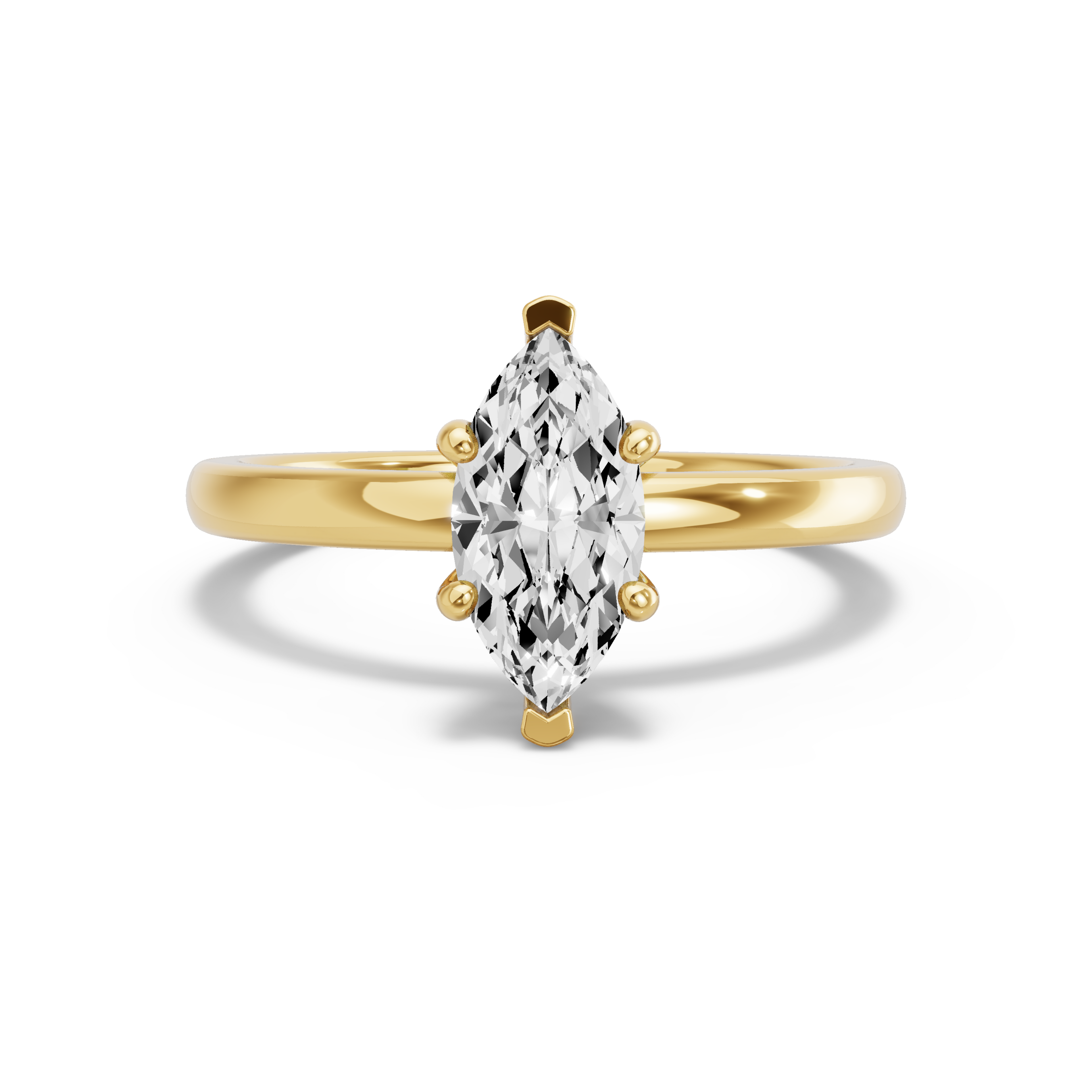 Image for Marquise Pave Basket Ring with Solitaire band in 18K Yellow Gold