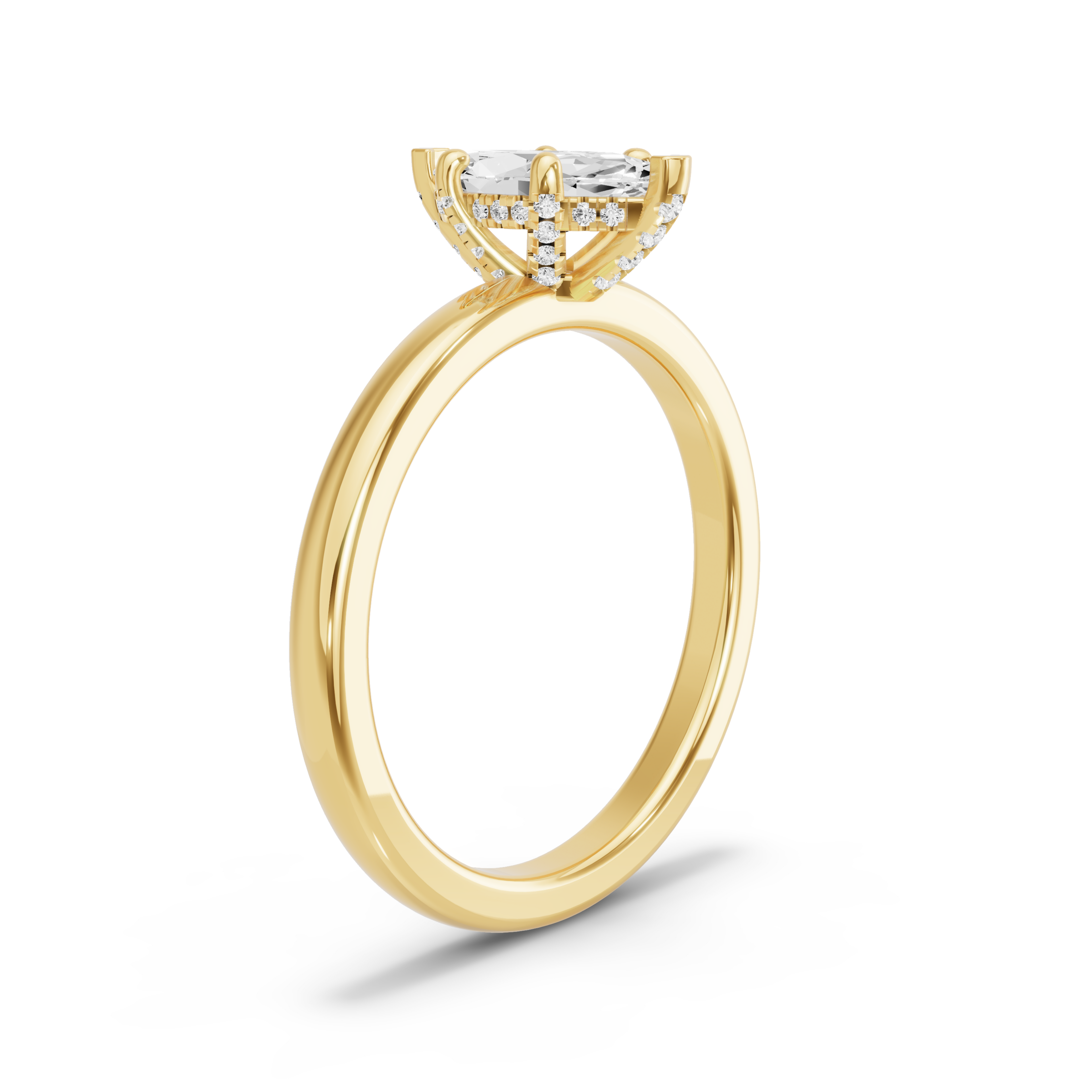 Image for Marquise Pave Basket Ring with Solitaire band in 10K Yellow Gold