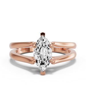 Image for Marquise Pave Basket Ring with Split Ring Solitaire band