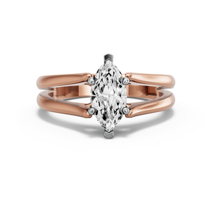 Image for Marquise Pave Basket Ring with Split Ring Solitaire band