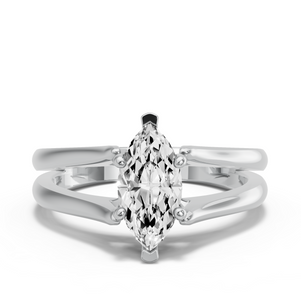 Image for Marquise Pave Basket Ring with Split Ring Solitaire band