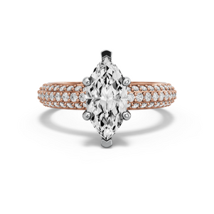 Image for Marquise Pave Basket Ring with Triple Row Pave band