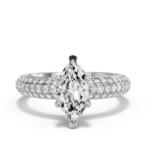 Image for Marquise Pave Basket Ring with Triple Row Pave band