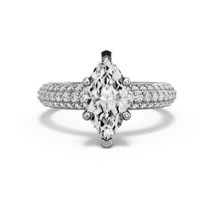 Image for Marquise Pave Basket Ring with Triple Row Pave band in 14K White Gold