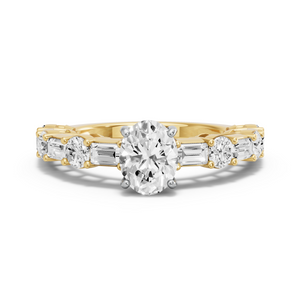 Image for Oval Pave Basket Ring with Alternating Baguette band