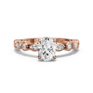 Image for Oval Pave Basket Ring with Alternating Marquise band